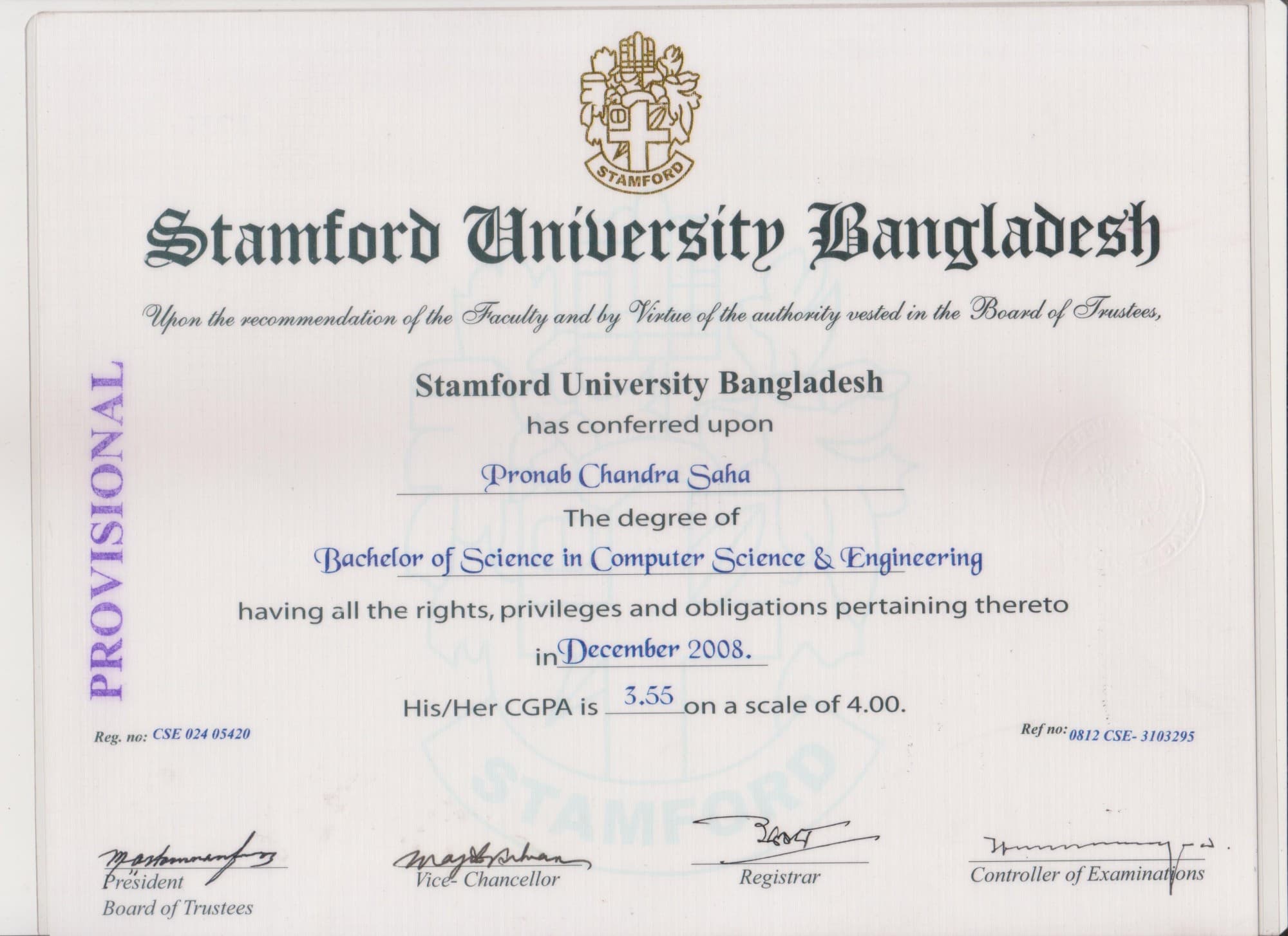 Bachelor of Science in Computer Science & Engineering — Stamford University Bangladesh