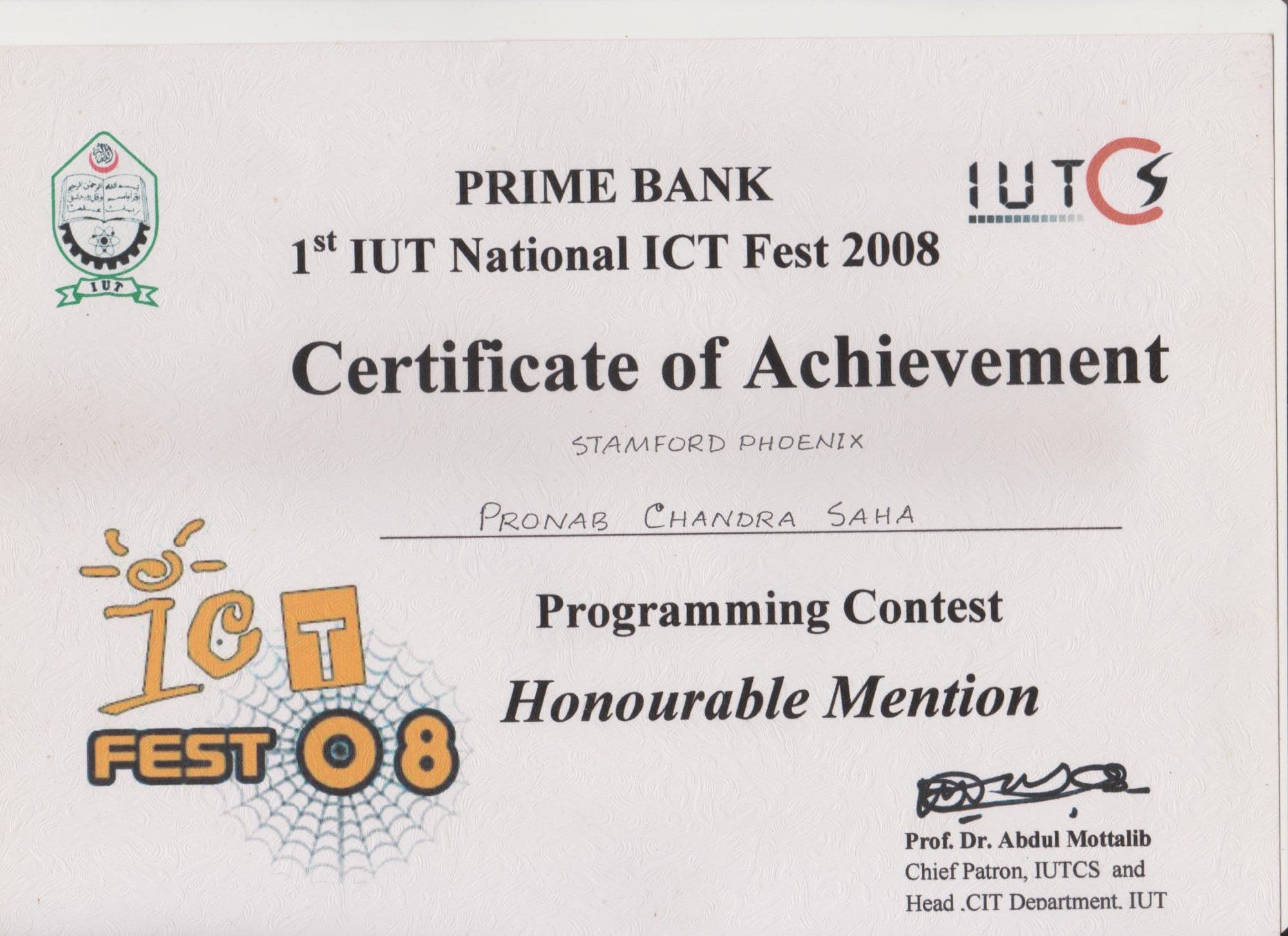 Programming Contest — 1st IUT National ICT Fest — IUT Computer Society · Prime Bank